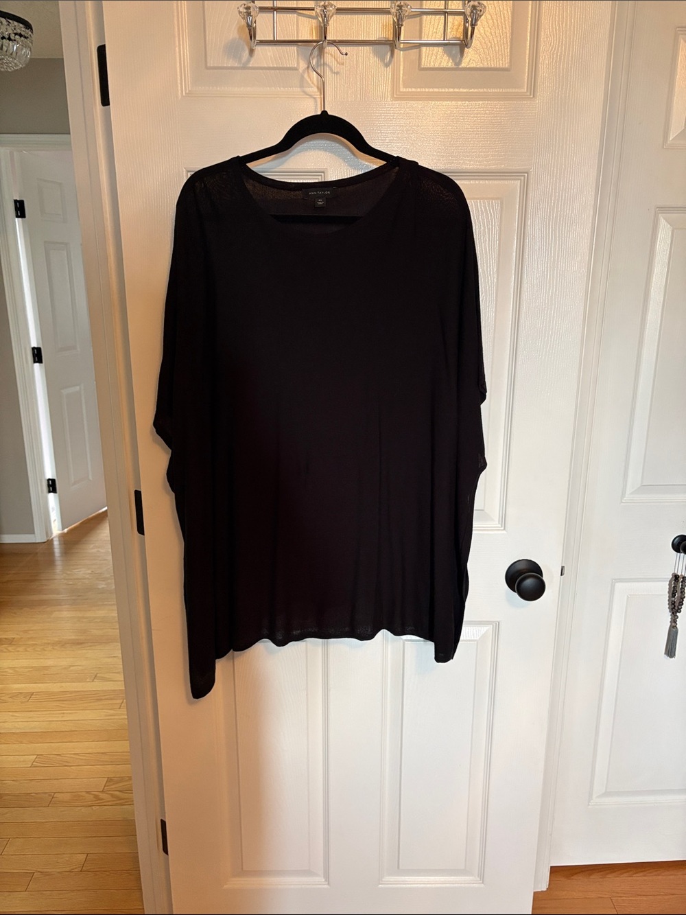Ann Taylor Black Draped Poncho Sweater